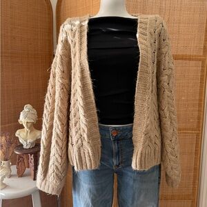 Kendall & Kylie Tan Cable Knit Cardigan